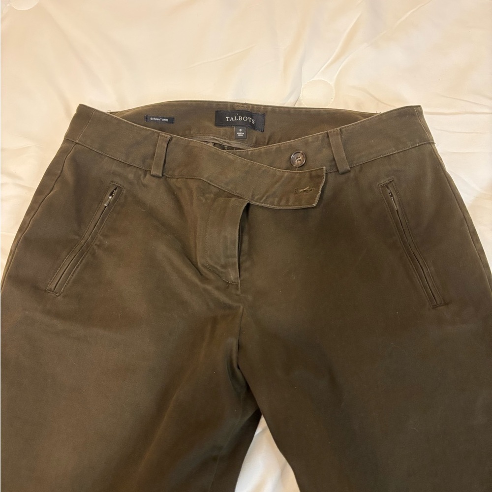 Talbots Signature Soft Stretch Pants Women’s Size 8 Olive Green Slacks Business